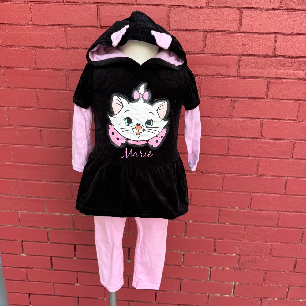 Vtg Disney Aristocats Marie Outfit‎ Set 18M Hooded Long Sleeve Shirt Leggings